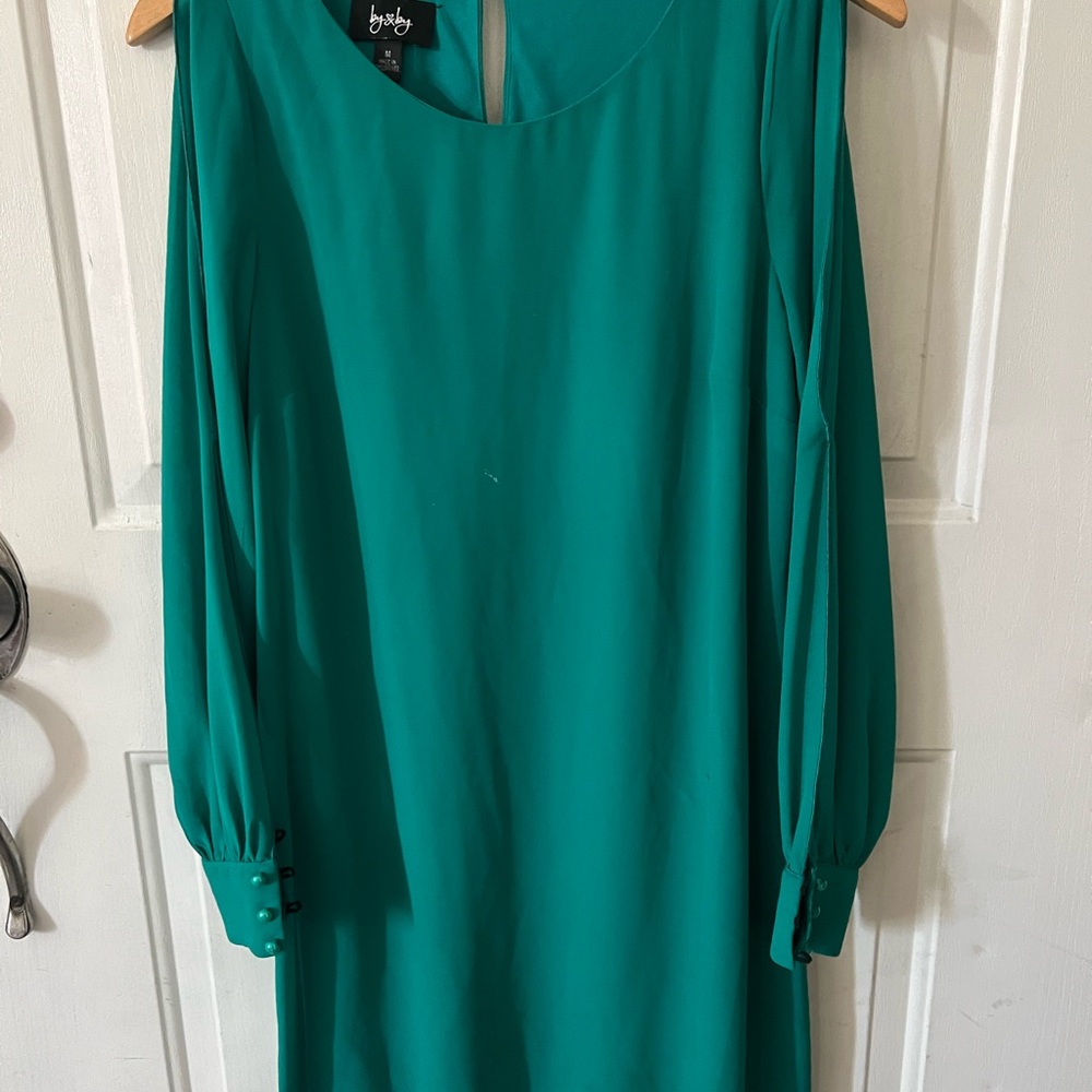 by & by Green Cold Shoulder Wrap Dress